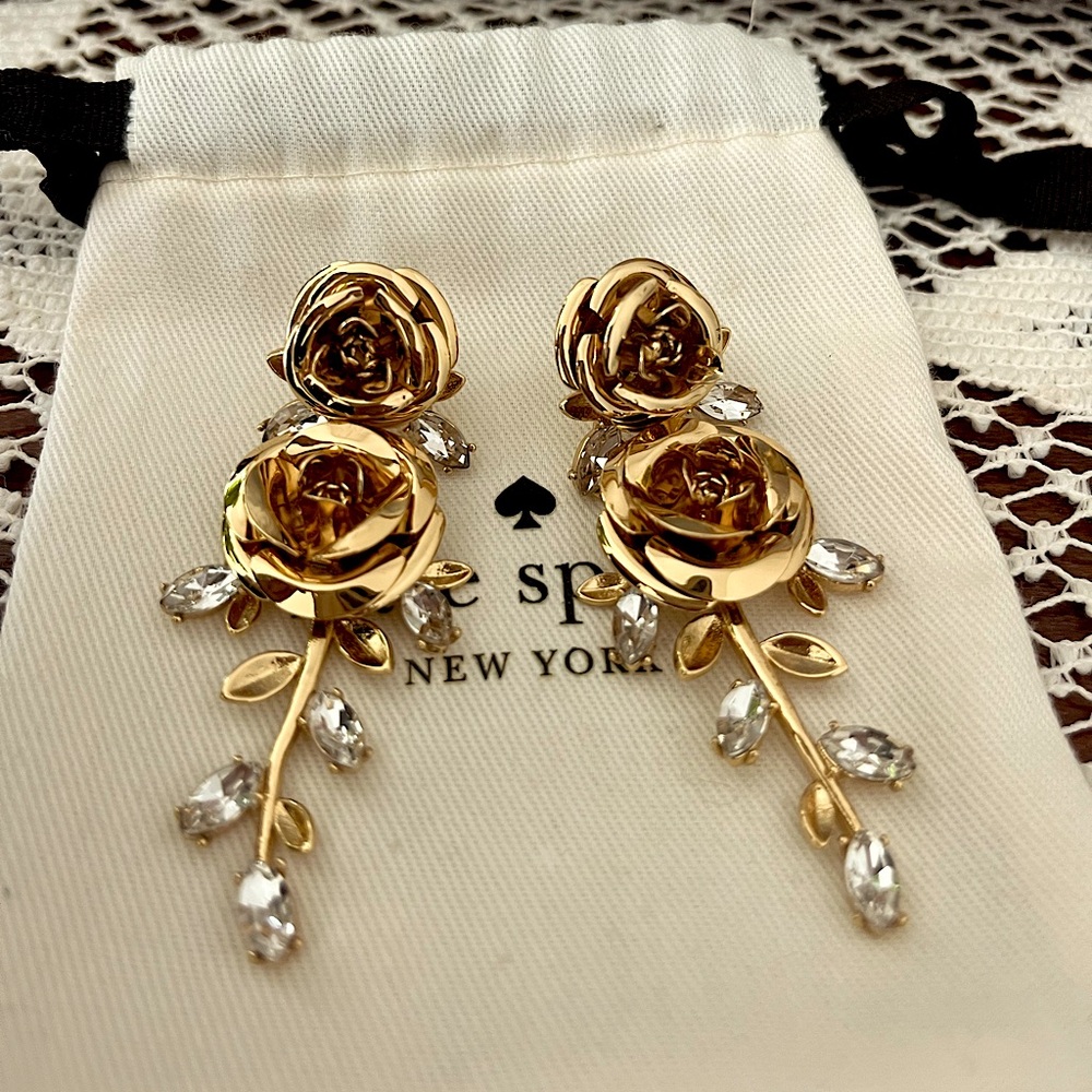 Kate Spade Gold Rose Dangle earrings